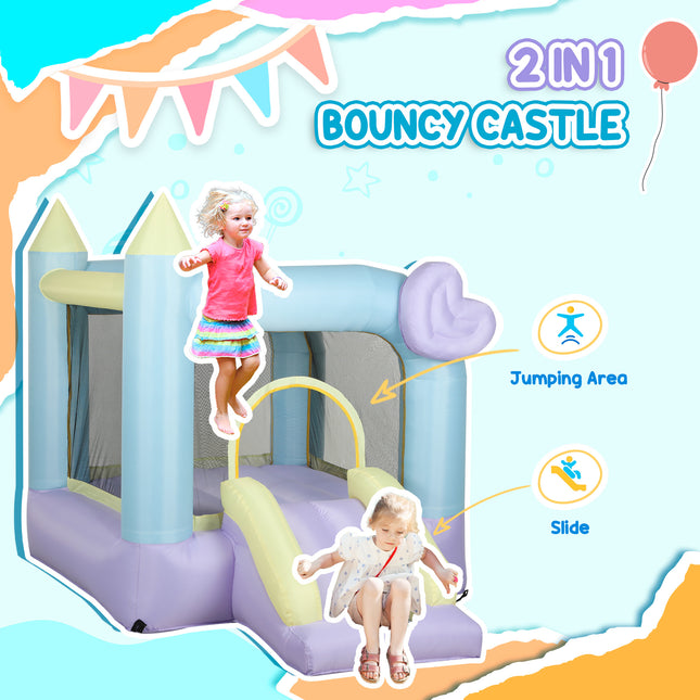 Inflatable Bounce House with Heavy-Duty Air Blower – Kids Jump Castle with Slide, Repair Patches & Storage Bag – Outdoor/Indoor Play Center for Ages 3-8