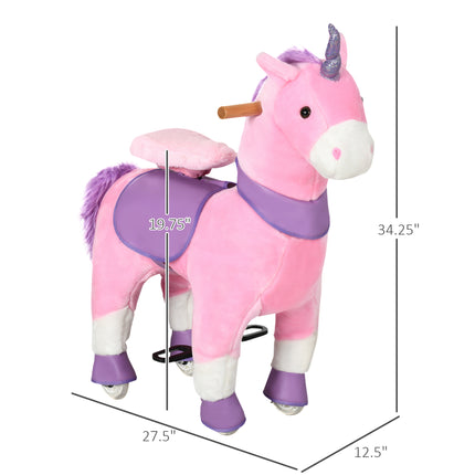 Ride-On Real Walking Unicorn – Mechanical Pony with Sparkly Horn – No Batteries Needed – Soft Plush Interactive Toy for Kids (Supports 176 lbs)