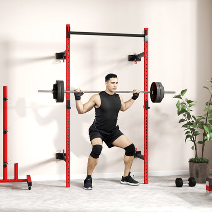 Wall-Mounted Folding Squat Rack with Pull-Up Bar – Heavy-Duty Space-Saving Power Rack for Home Gym & CrossFit