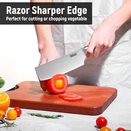 Qulajoy™ Japanese Vegetable Cleaver – High-Carbon Stainless Steel Chopping Knife with Wooden Handle