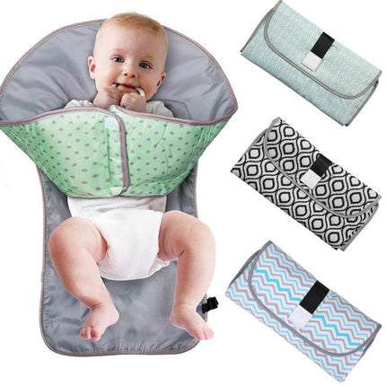 Portable Baby Changing Pad – Waterproof Travel Diaper Station – Compact Foldable Nappy Clutch with Head Cushion