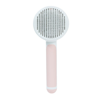 One-Click Self-Cleaning Pet Grooming Brush – Round Handle Deshedding Tool – Professional Slicker Brush for Dogs & Cats with Long or Short Hair
