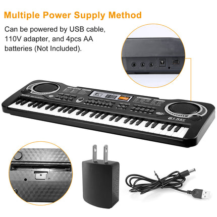 61-Key Digital Music Electronic Keyboard – Electric Piano with Microphone for Beginners – Portable Musical Instrument for Kids & Adults – Learning Mode & Recording