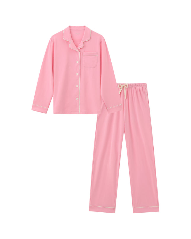 Rongtai 100% Cotton Women’s Pajama Set – Soft Long Sleeve Sleepwear – Comfy Fall/Winter 2-Piece PJs – Breathable Nightwear (S-XXL)