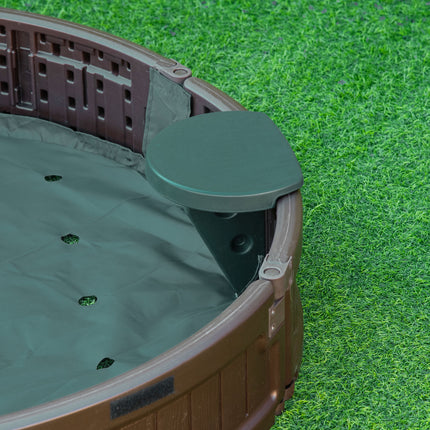 Kids Outdoor Sandbox with Protective Cover – Large Round Sand Pit for Backyard – Easy Assembly Garden Play Area – Brown, 48.5" x 48.5"