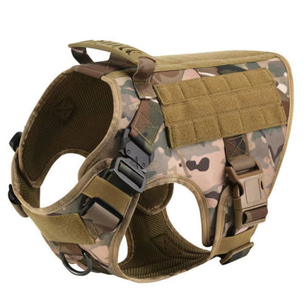 Tactical Camouflage Dog Harness and Leash Set – Heavy Duty No-Pull Pet Vest – Reflective Nylon Training Harness for Medium & Large Dogs