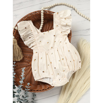 Baby Girl Honeybee Bubble Romper – 1st Bee-Day Outfit – Infant Bee Birthday Dress-Up & Photo Prop
