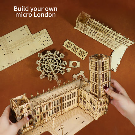 Completed Big Ben 3D wooden puzzle model for shelf or desk display
