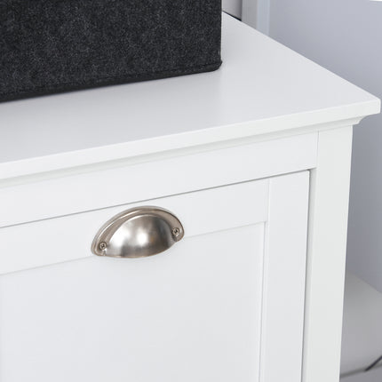 Double Tilt-Out Laundry Sorter with 2 Removable Bins – Space-Saving White Bathroom Cabinet – Contemporary Laundry Furniture