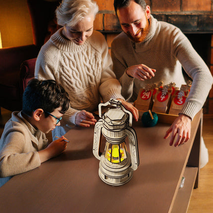 Illuminated 3D Lantern Puzzle Craft Kit – Glowing DIY Wooden Model Assembly Toy for Creative Kids & Adults
