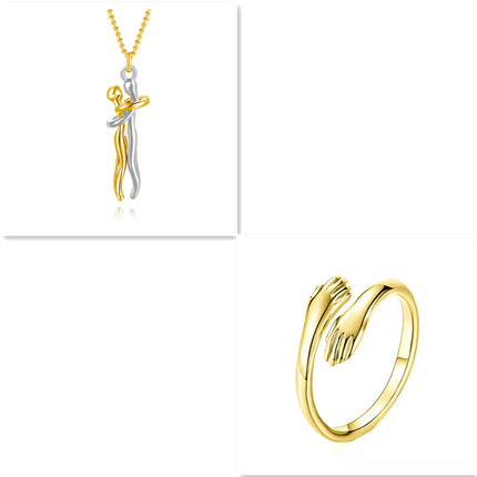 Romantic "Love Hug" Pendant Necklace – Symbolic Couple Jewelry for Lovers – Meaningful Anniversary & Valentine’s Day Gift for Him & Her