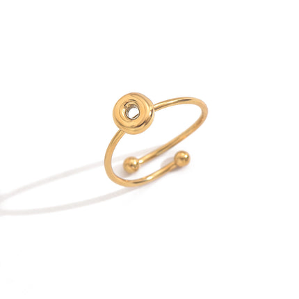18K Gold Plated Initial Rings for Women – Adjustable Stainless Steel Letter A-Z Ring – Personalized Minimalist Jewelry – Waterproof & Tarnish-Free