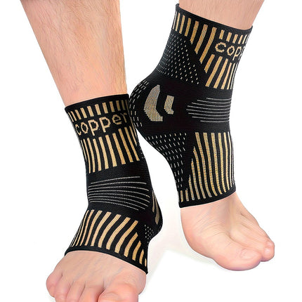 Copper-Infused Ankle Support Sleeves – Compression Socks for Arch & Heel Stabilization – Moisture-Wicking Foot Sleeve for Recovery, Pain Relief & Sports