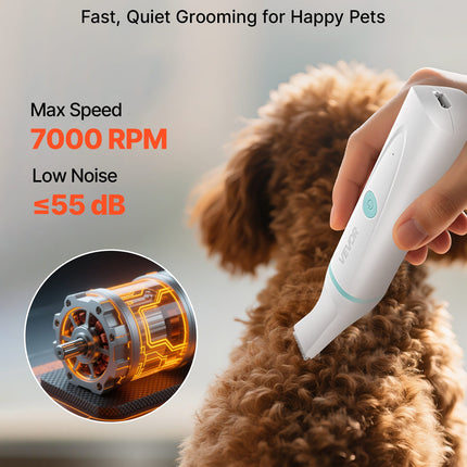 4-in-1 Professional Dog Grooming Kit – Low Noise Rechargeable Pet Shaver – Cordless Hair Trimmers with 4 Detachable Blades & 6 Guide Combs