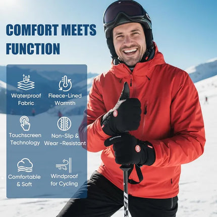Waterproof Winter Thermal Gloves – Touchscreen Windproof Driving Gloves for Men & Women – Anti-Slip Warm Outdoor Gloves for Cycling, Hiking & Skiing