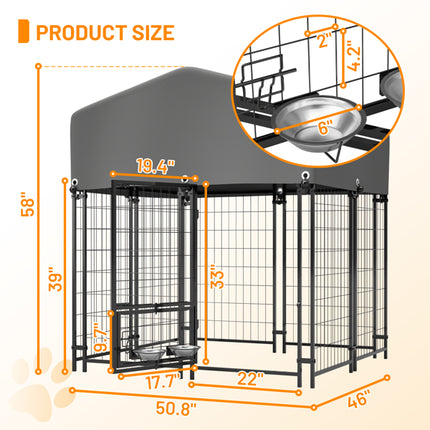 Compact Outdoor Dog Kennel with Roof – Heavy Duty Welded Wire Pet Crate – All-Weather UV-Resistant Enclosure for Small & Medium Dogs