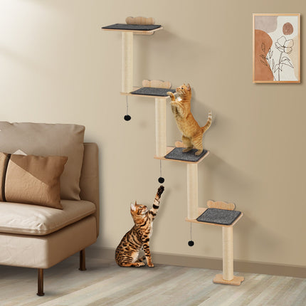 AuraForest™ Wall-Mounted Cat Tree Shelves – Tree-Shaped Cat Furniture Set with Multi-Level Climbing Platforms – Aesthetic Wood Wall Perch for Indoor Cats