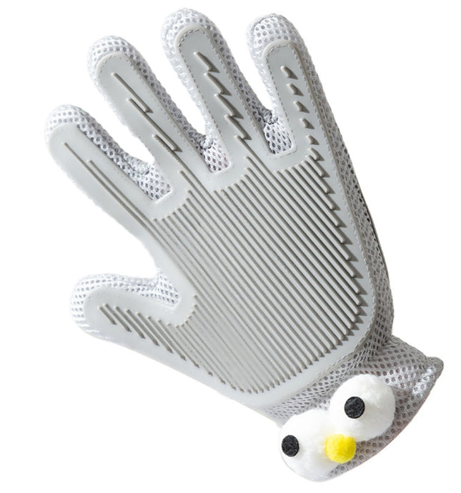 Enhanced Pet Grooming Glove – Gentle Deshedding & Massage Brush – Effective Cat & Dog Hair Remover Mitt for Long & Short Fur (Grey/Blue)
