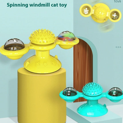 4-in-1 Interactive Cat Toy Set – Rotating Disk with Feather Teasers – Tumbler Windmill Design – Multi-Functional Exercise Station for Indoor Cats
