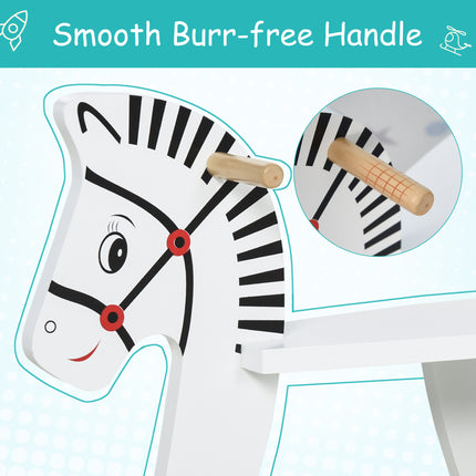 Classic Wooden Rocking Horse for Toddlers – Safe Traditional Ride-On Toy with Removable Safety Guard – White Nursery Rocker for Ages 1-3