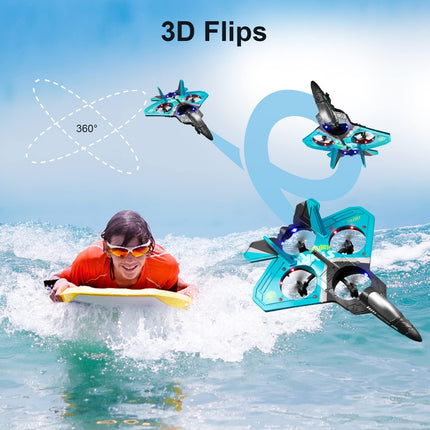 V17 RC Stunt Plane – 2.4GHz Remote Control Jet Drone with 360° Flip – Durable EPP Foam Aircraft with Cool LED Lights – Gift for Kids & Adults