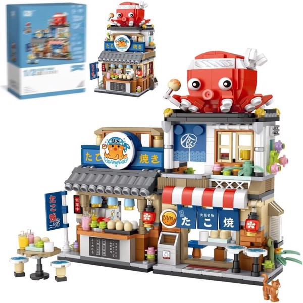 4-Pack Japanese Street View Building Set – 2969 Pcs Modular Building Blocks – Realistic Japan Architecture Model Kit – Creative Gift for Kids & Adults