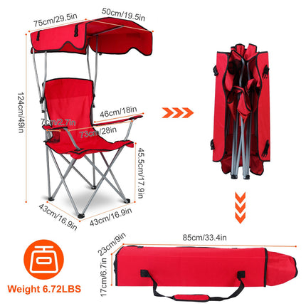 Heavy-Duty Camping Chair with Adjustable Canopy – 330lbs Capacity Folding Chair – Sunshade & Rain Shelter Portable Chair for Beach, Fishing & Sports