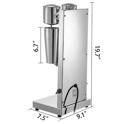 Commercial Double-Head Milkshake Maker – 180W+180W Dual Motor Electric Drink Mixer – Stainless Steel Machine with Two 800ml Cups