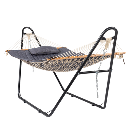 Gray Padded Hammock With Adjustable Freestanding Stand