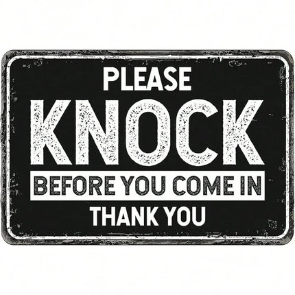 Please Knock Before Entering Metal Sign – Durable 8x12 Inch Privacy Warning Plaque for Office, Shop, and Home Doors