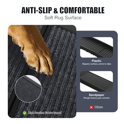 71" Extra Long Dog Ramp for Large Dogs – Portable Folding Car Ramp for SUVs & Trucks – Non-Slip Rug Surface – Supports up to 250lbs