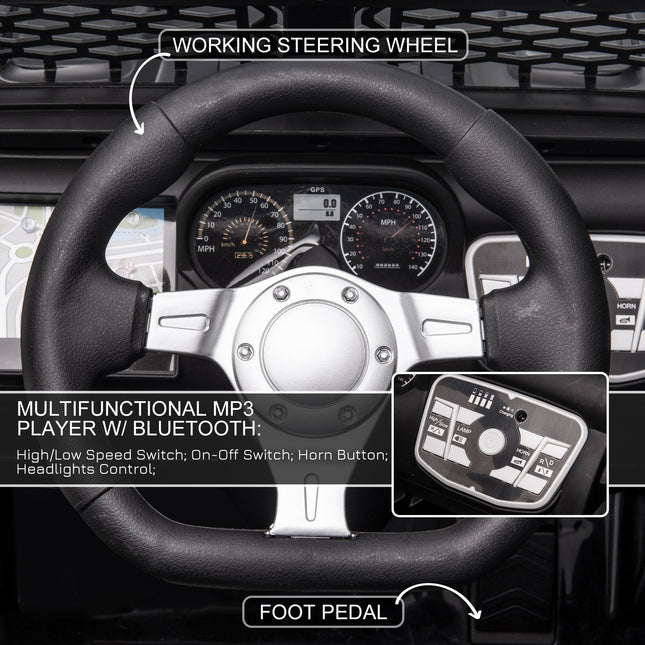 12V Kids Ride-On Off-Road Truck – Battery Powered SUV with Parental Remote Control – Spring Suspension & Realistic LED Lights