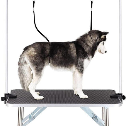 Professional Pet Grooming Table – Heavy-Duty Foldable Grooming Station for Dogs & Cats – Non-Slip Surface with Adjustable Grooming Arm & Noose