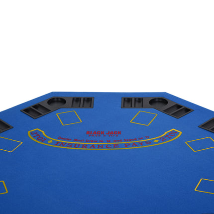 47" Octagon Folding Poker Table – 8-Player Casino Game Table with Professional Blue Felt – Includes Cup Holders & Chip Trays – Portable Blackjack & Hold'em Table