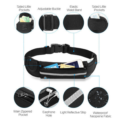 Ultra-Slim Elastic Running Belt – Waterproof Sports Waist Pack – Bounce-Free Fitness Pouch for Phones, Keys & Cash