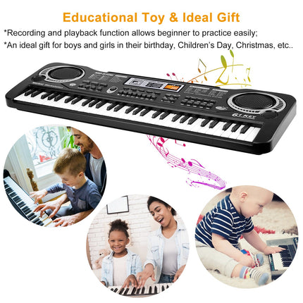 61-Key Digital Music Electronic Keyboard – Electric Piano with Microphone for Beginners – Portable Musical Instrument for Kids & Adults – Learning Mode & Recording