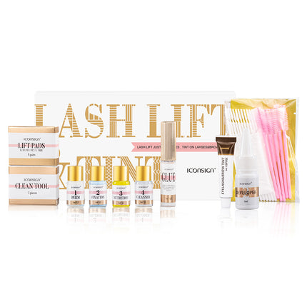 Iconsign Lash Lift & Black Tint Kit – Professional Eyelash Perm & Eyebrow Dye Set – Home DIY Brow Lamination & Lash Enhancing Tools