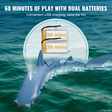 VEVOR Remote Control Shark Toy – 2.4 GHz High-Speed RC Boat for Pools & Lakes – Realistic Waterproof Robotic Shark for Kids & Adults – Ideal Christmas & Birthday Gift