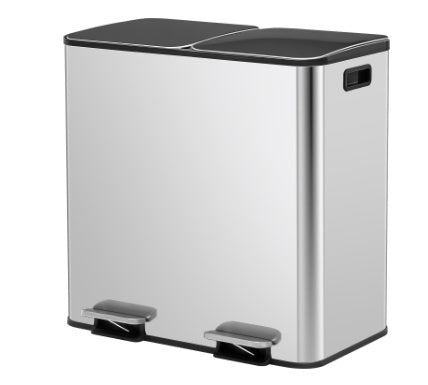 80L Stainless Steel Dual Compartment Trash Can – Large Recycle & Waste Bin with Soft-Close Lid – Fingerprint-Proof Step On Dustbin for Kitchen & Office
