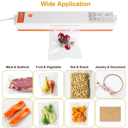 ProFresh™ Electric Vacuum Sealer – One-Touch Food Saver – 10PCS Vacuum Bags Included – Moisture-Proof Storage for Meat & Vegetables