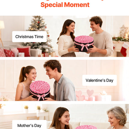 50 Pcs Luxury Preserved Roses in Box – Eternal Sweet Pink Flowers – Long-Lasting Immortal Bouquet – Premium Anniversary & Wedding Gift for Wife
