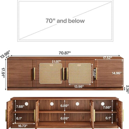 Sleek White & Wood TV Console – Mid-Century Modern Media Stand – Elegant Living Room Entertainment Unit with Wood Grain Accents