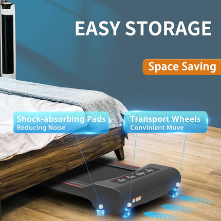 Under Desk Treadmill - 2-in-1 Walking Pad for Home Office - Ultra Thin Portable Walking Machine with Remote Control & LED Display