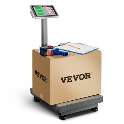 VEVOR 660 lbs Digital Platform Scale – High-Precision Computing Floor Scale – Stainless Steel Industrial Scale with LB/KG Price Calculator for Shipping, Luggage & Boxes