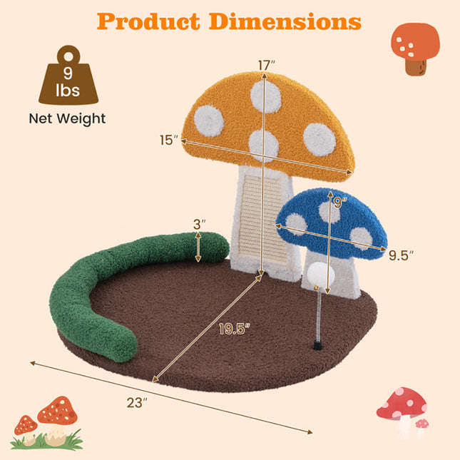 Mushroom Cat Bed & Scratcher – 2-in-1 Whimsical Cat Nest with Sisal Scratching Board – Cute Forest-Themed Furniture for Indoor Cats
