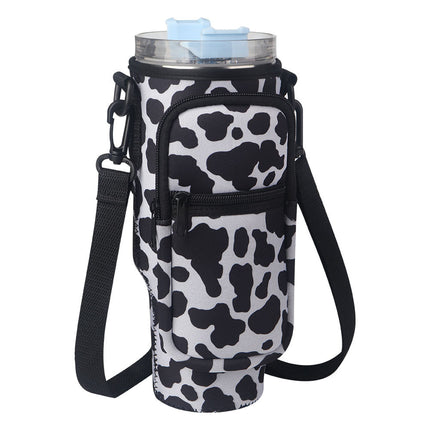 Neoprene Water Bottle Sleeve with Adjustable Shoulder Strap – Insulated Protective Cover for Vacuum Flasks & Tumblers – Portable Bottle Holder for Hiking & Sports