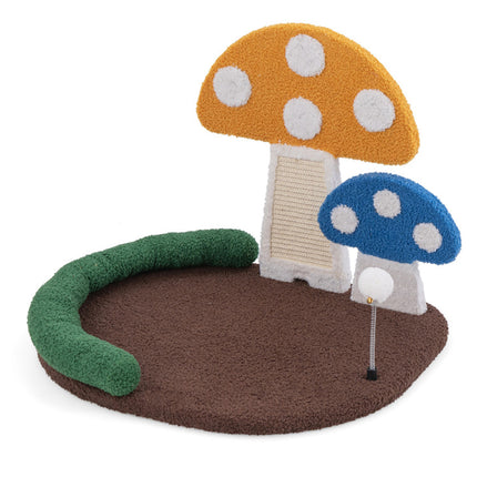 Mushroom Cat Bed & Scratcher – 2-in-1 Whimsical Cat Nest with Sisal Scratching Board – Cute Forest-Themed Furniture for Indoor Cats