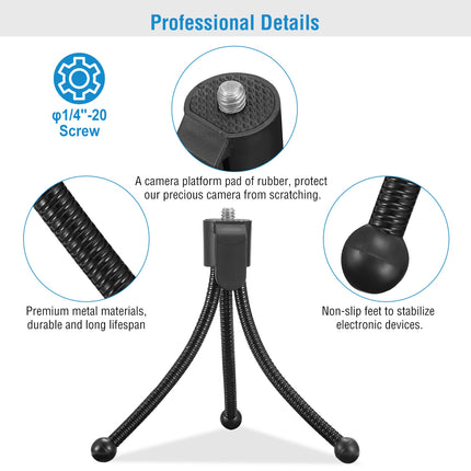 Heavy-Duty Mini Tripod Stand – Universal Tabletop Mount for Cameras & Mini Projectors – Compact Desktop Tripod with 360° Ball Head & Anti-Slip Feet