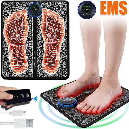 EMS Electric Foot Massager Mat – Blood Circulation Booster – Leg Reshaping & Muscle Stimulator – Portable Acupoint Massage Pad