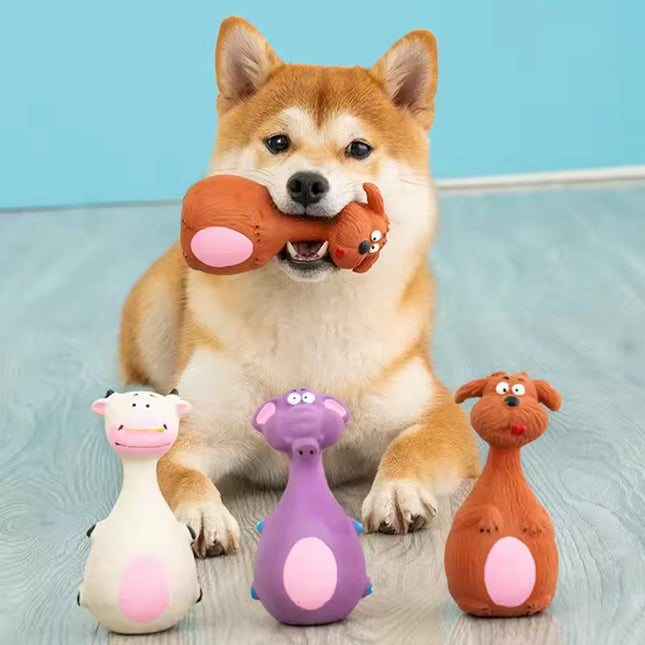 4-Pack Cute Latex Dog Squeaky Toys – Soft Chew Toys for Small Dogs & Puppies – Interactive Sound Toys for Teething & Dental Health